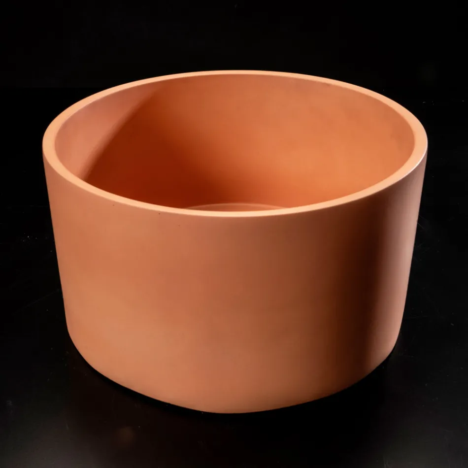 Lavabo sobre encimera redondo de terrazo naranja Mali - Azalea viadurini