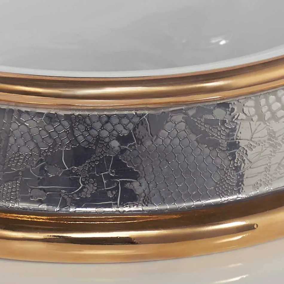 Fregadero de diseño semi-empotrado en arcilla de fuego hecho a mano en Italia, Manilo viadurini