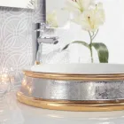 Fregadero de diseño semi-empotrado en arcilla de fuego hecho a mano en Italia, Manilo viadurini