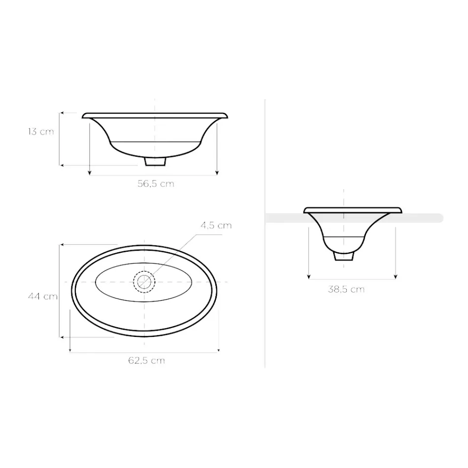 Lavabo semiencastrado en Fire Clay con Espiral Dorada Made in Italy - Principe viadurini