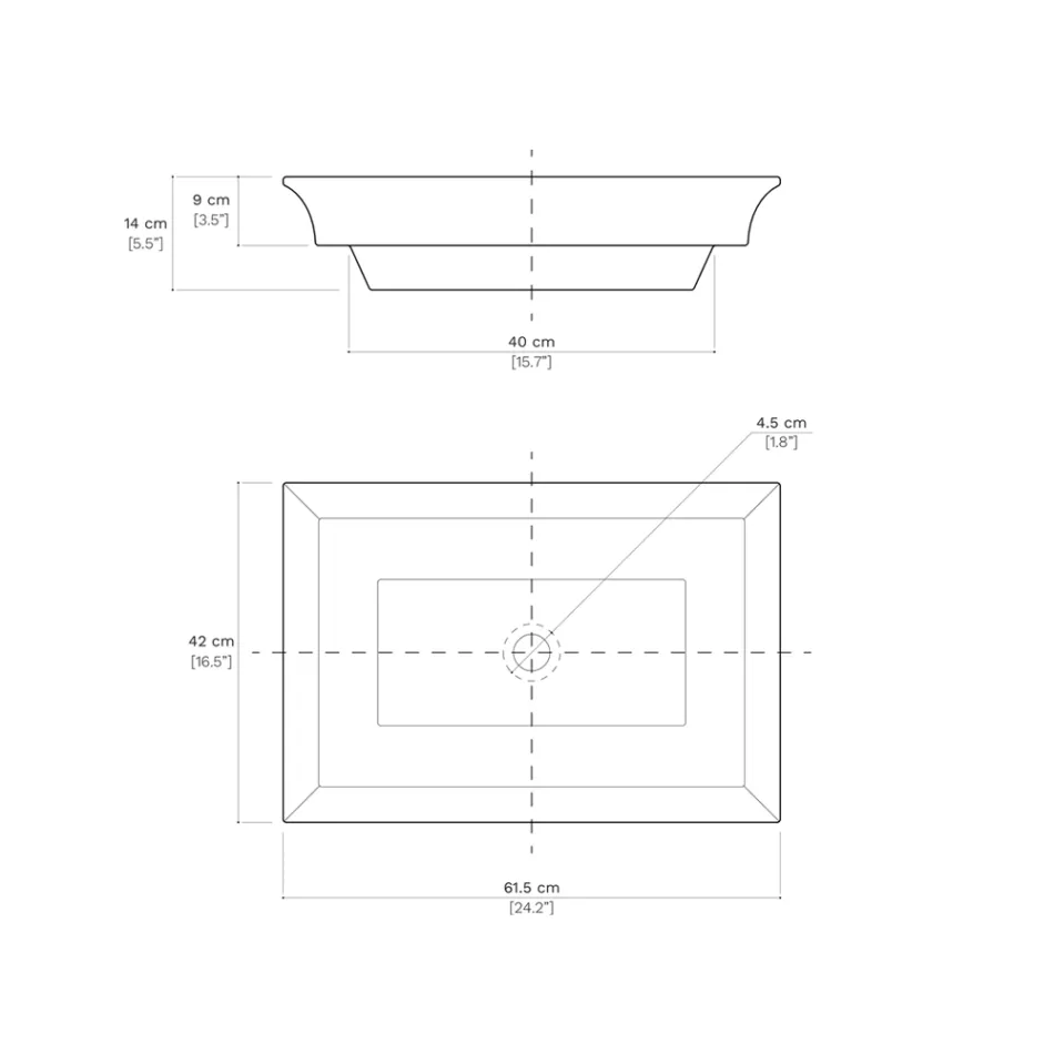 Lavabo semiencastrado en Fire Clay de Diferentes Acabados Made in Italy - Ultima viadurini