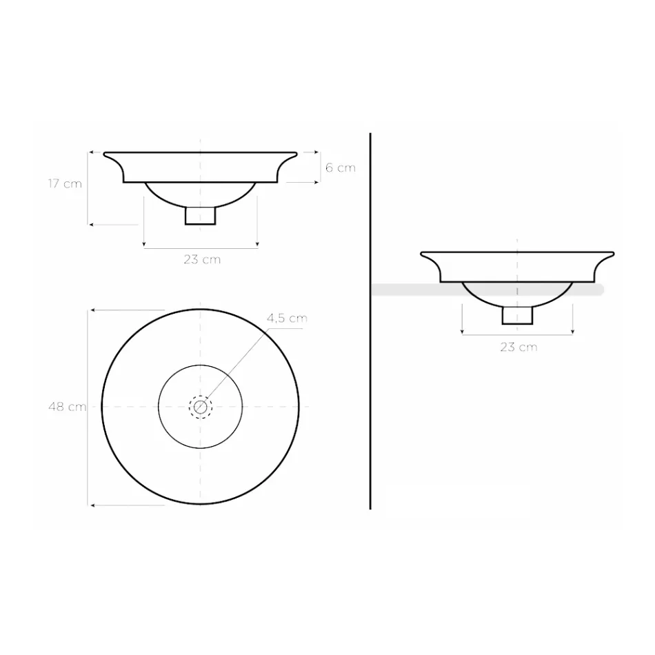 Lavabo semiencastrado en Fire Clay en diferentes acabados Made in Italy - Capatosta viadurini