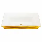 Fregadero semi-empotrado moderno en arcilla de fuego y oro hecho en Italia, Guido viadurini