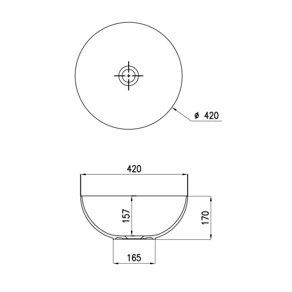 Lavabo sobre encimera de cerámica esférica Ø40cm Hecho en Italia Leivi viadurini