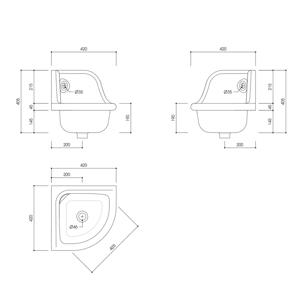 Lavabo suspendido rectangular de cerámica coloreada vintage 42 cm - Angelino viadurini