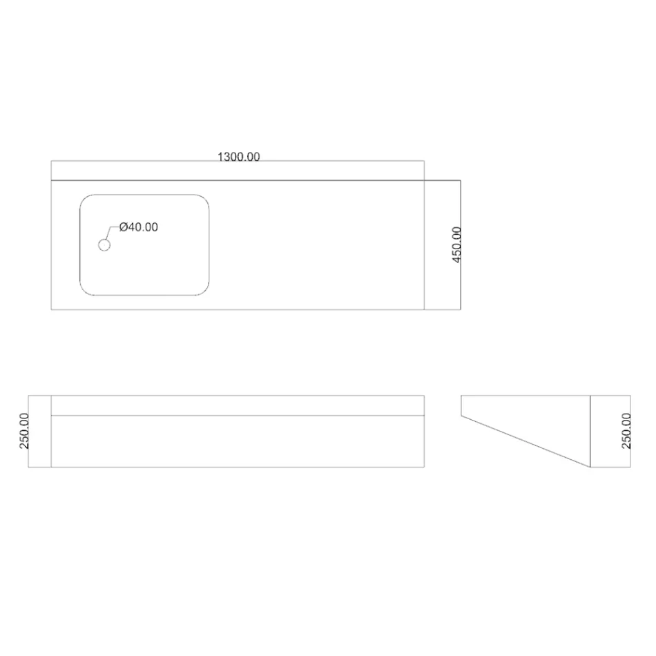 Lavabo de pared de diseño moderno, encastrado y hecho en Italia. viadurini