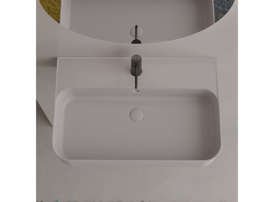 Lavabo suspendido de cerámica con toallero opcional Made in Italy - Graffa viadurini