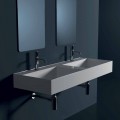 Lavabo suspendido de cerámica de diseño moderno Sun 120x45 cm fabricado en Italia