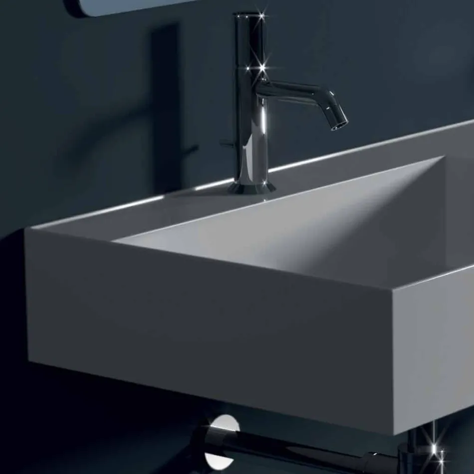 Lavabo de cerámica de pared de diseño moderno Sun 120x45 cm made in Italy viadurini