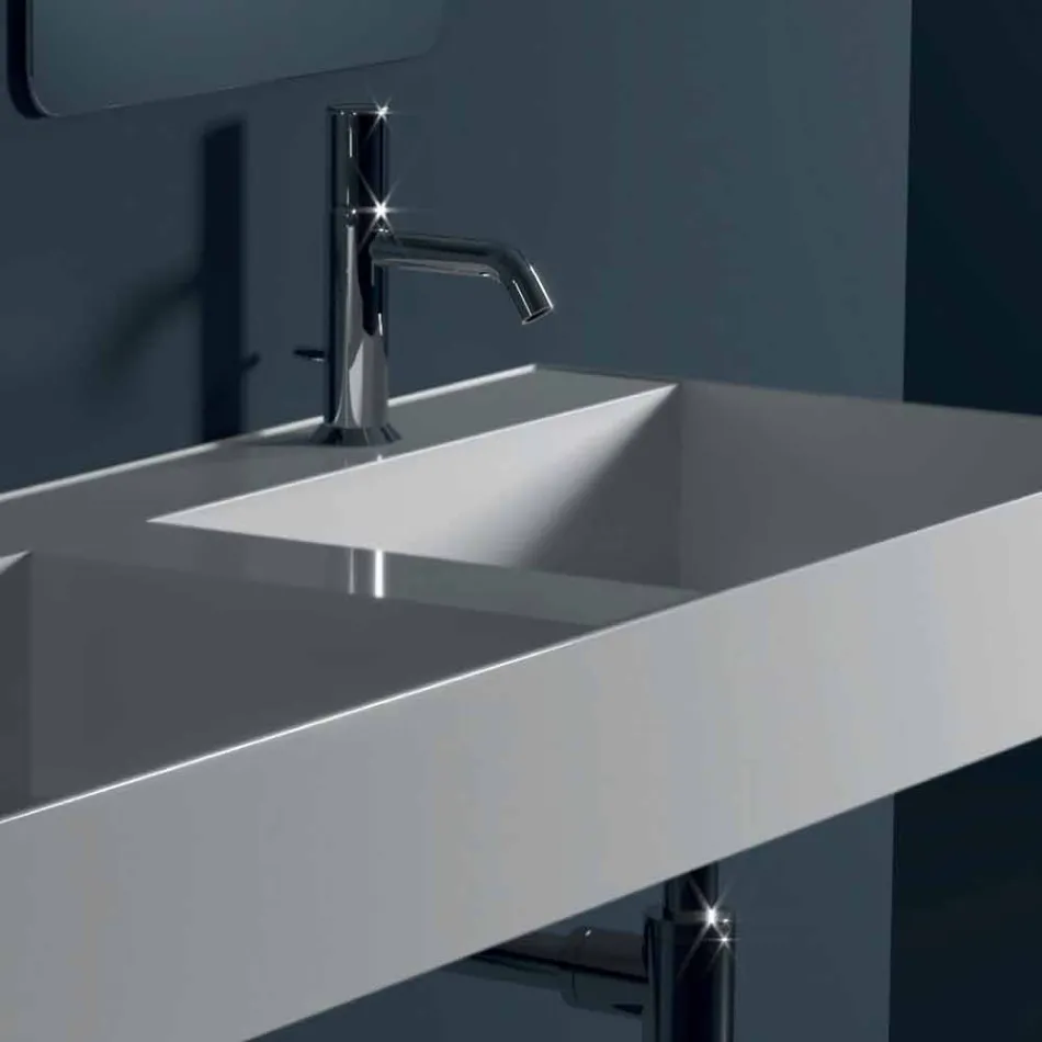 Lavabo de cerámica de pared de diseño moderno Sun 120x45 cm made in Italy viadurini