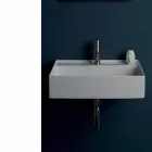 Lavabo suspendido de cerámica de diseño moderno Sun 60x45 cm, hecho en Italia viadurini