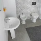 Lavabo de pedestal de cerámica blanca con un elegante diseño moderno - Sílice viadurini