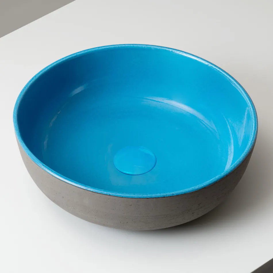 Lavabo sobre encimera en Raku oscuro fabricado en Italia - Drip viadurini