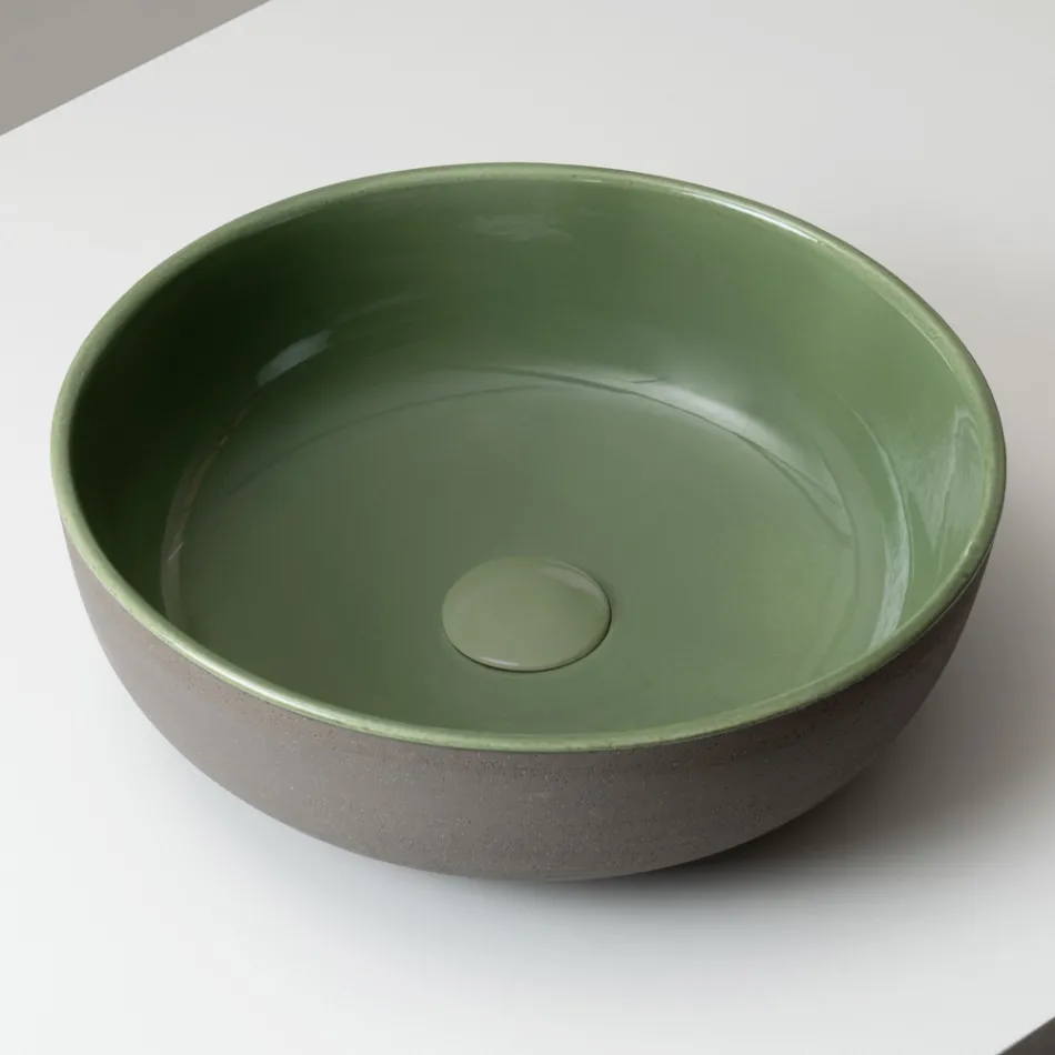 Lavabo sobre encimera en Raku oscuro fabricado en Italia - Drip viadurini