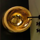 Lavabo redondo de diseño en encimera de cerámica Elisa italiana dorada viadurini