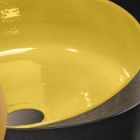 Lavabo sobre encimera redondo amarillo de arcilla esmaltada Made in Italy - Tatiana viadurini
