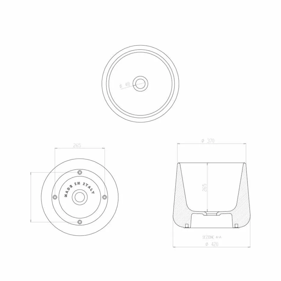 Lavabo sobre encimera redondo en cerámica Oliena blanca o coloreada viadurini
