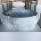 Lavabo redondo de encimera de mármol de Carrara hecho en Italia - Canova viadurini