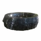 Lavabo sobre encimera redondo en mármol crudo Marquinia negro hecho en Italia - Bernini viadurini