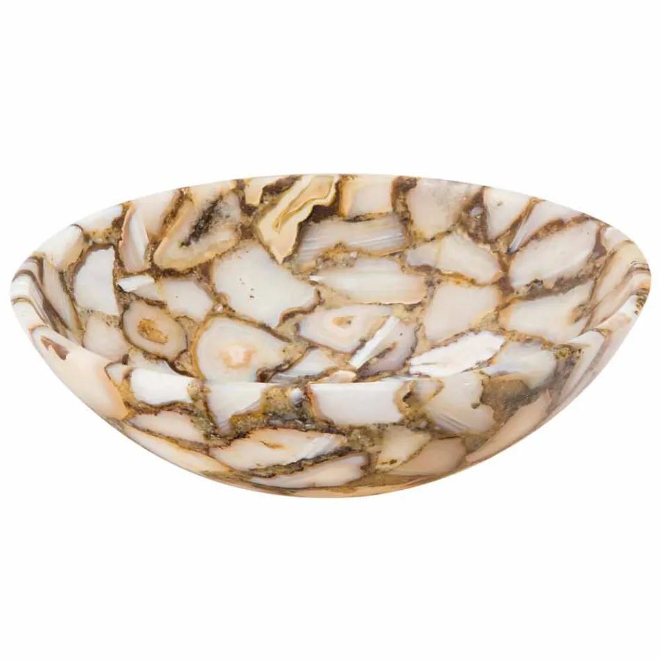 Encimera redonda apoyo piedra de ágata Mila, de una sola pieza viadurini