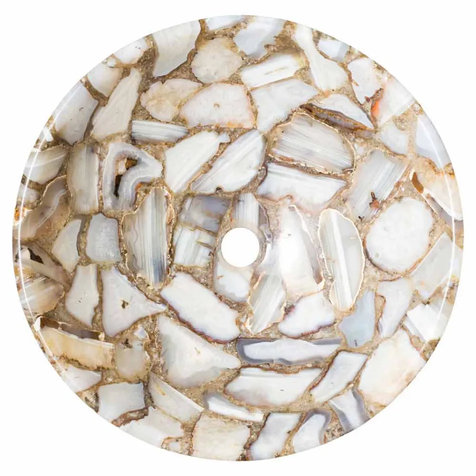 Encimera redonda apoyo piedra de ágata Mila, de una sola pieza viadurini
