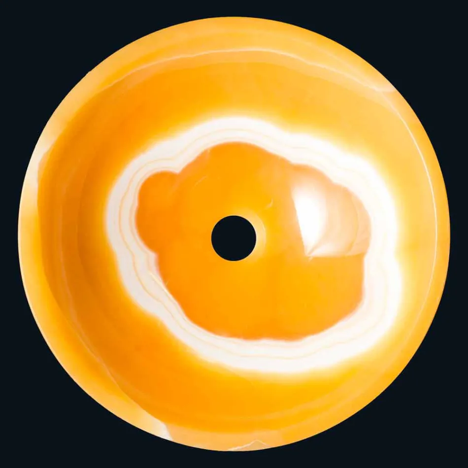 Lavabo redondo de color naranja ónix Aris viadurini