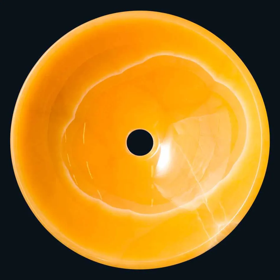 Lavabo redondo de color naranja ónix Aris viadurini