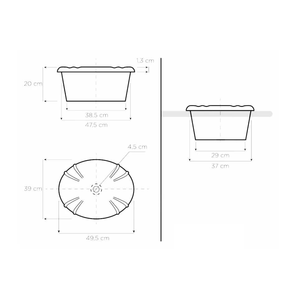 Lavabo vintage de porcelana fundida a mano con flores Made in Italy - Barbera viadurini
