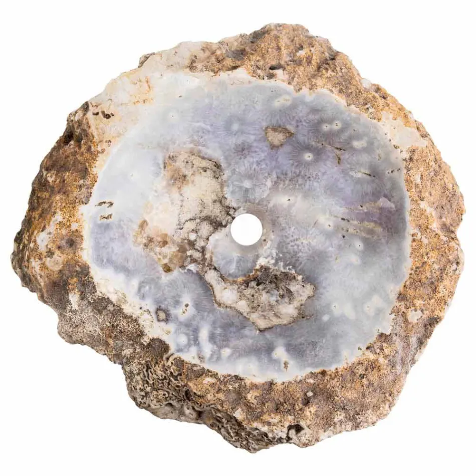 Lavabo sobre encimera hecho a mano en piedra de ágata, Posina viadurini