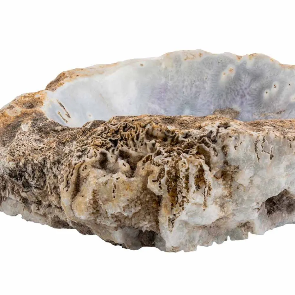 Lavabo sobre encimera hecho a mano en piedra de ágata, Posina viadurini