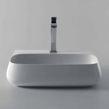 Fregadero de cerámica autoportante o de pared L 55cm hecho en Italia, Gais viadurini