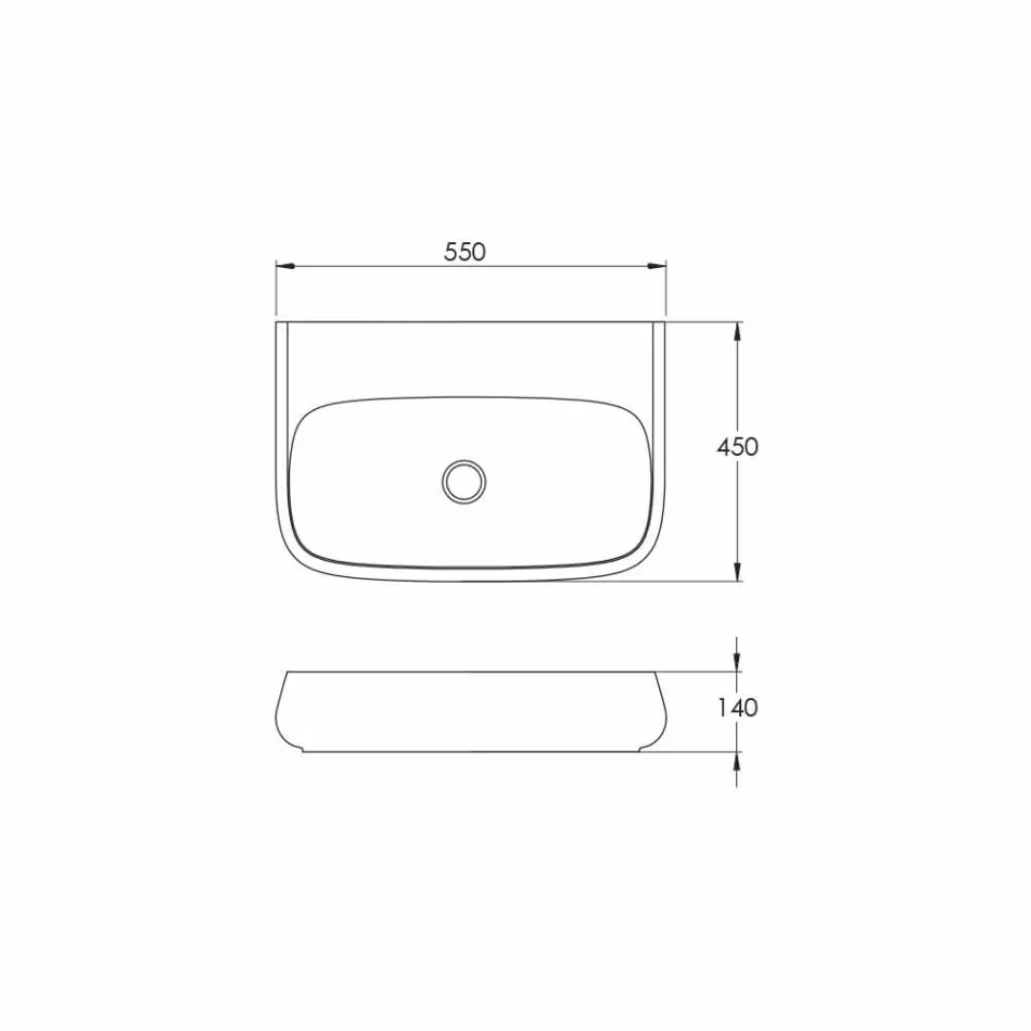 Fregadero de cerámica autoportante o de pared L 55cm hecho en Italia, Gais viadurini