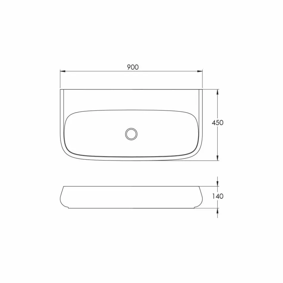 Fregadero de cerámica suspendido o suspendido L 90cm hecho en Italia, Gais viadurini