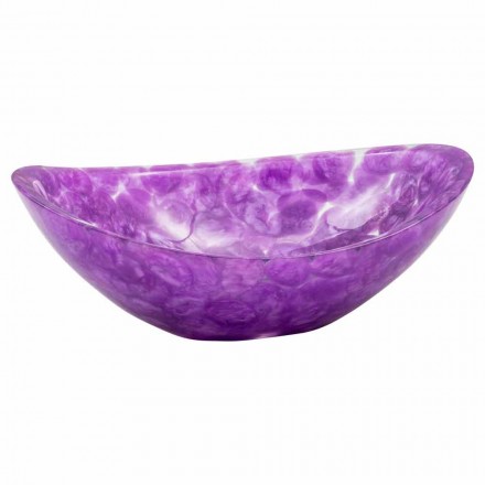 Lavabo sobre encimera de diseño oval en resina violeta, Buonalbergo viadurini