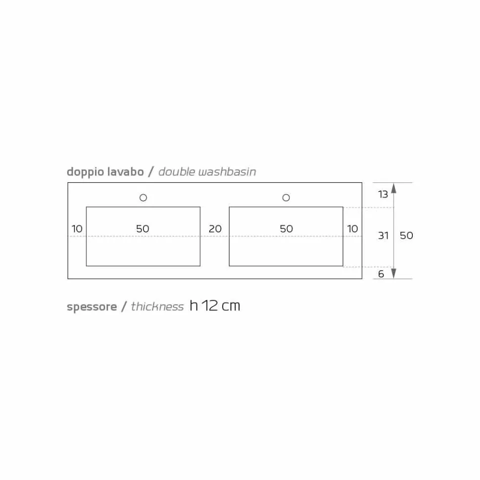 Fregadero moderno de doble pared en Luxolid hecho en Italia, Ruffano viadurini