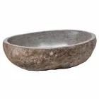 Fregadero de encimera moderno hecho de piedra de río hecha a mano, Buriasco viadurini