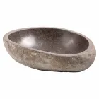 Fregadero de encimera moderno hecho de piedra de río hecha a mano, Buriasco viadurini