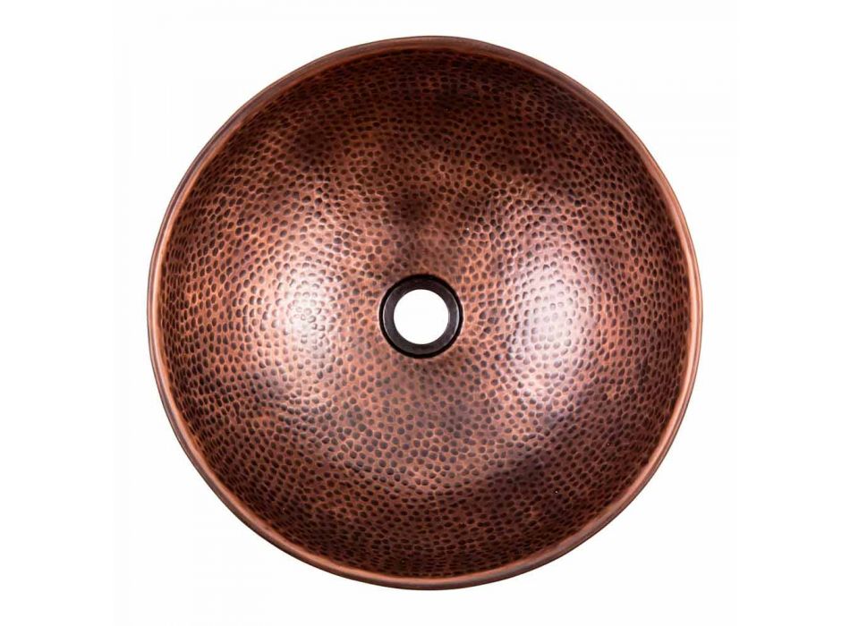 Fregadero de mostrador hecho a mano redondo en cobre, Palaia viadurini