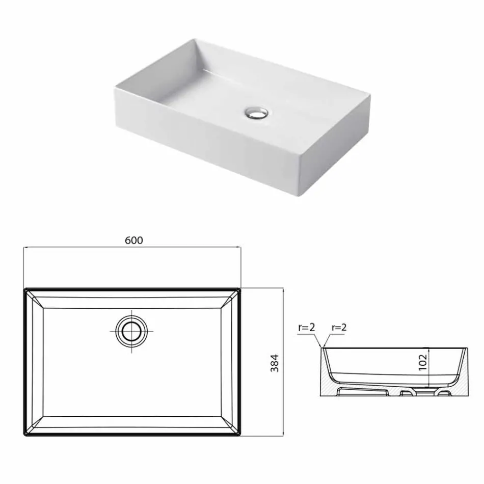 Lavabo de diseño en cerámica blanca o coloreada Leivi. viadurini