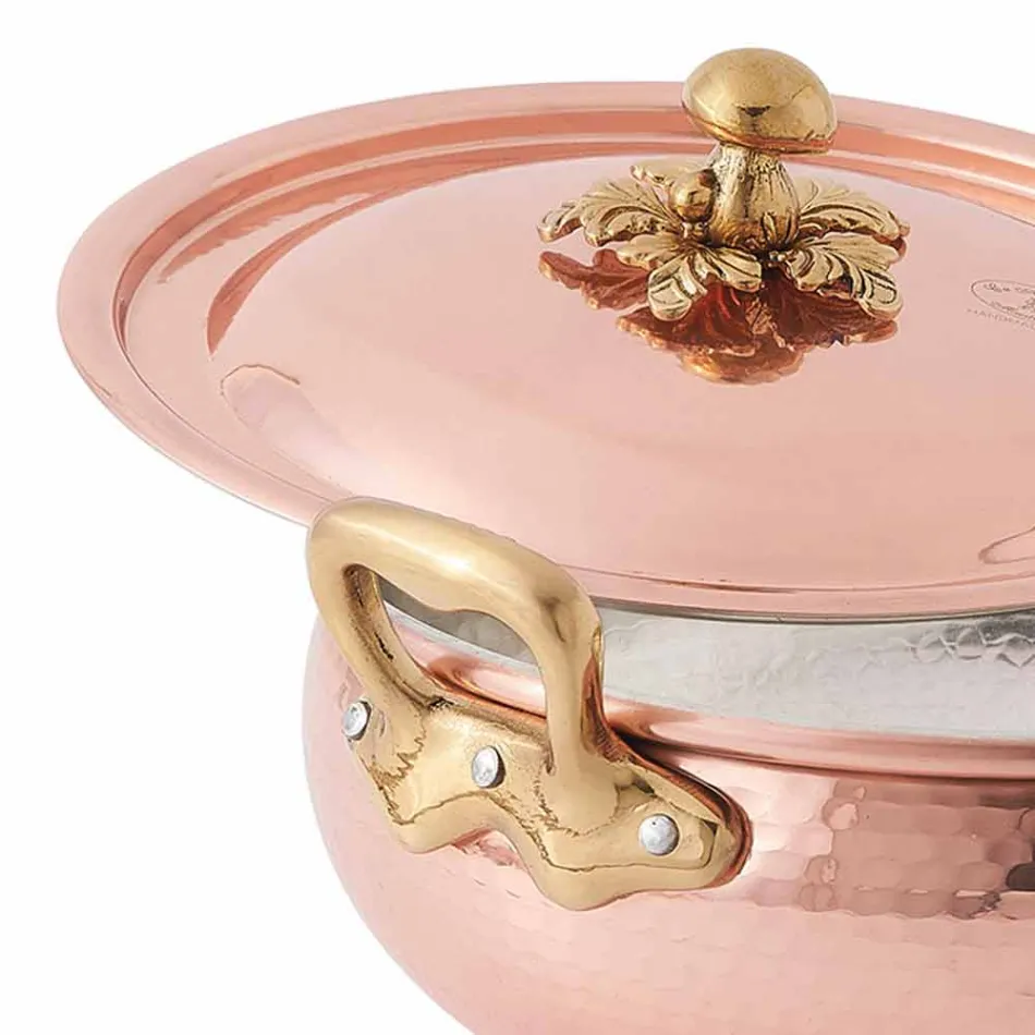 Macetero con tapa de cobre estañado hecho a mano Made in Italy 20 cm - Mariacarla viadurini