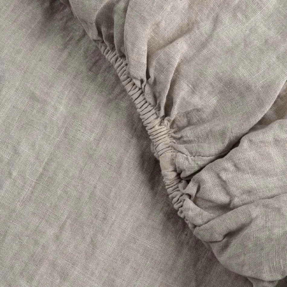 Sábanas bajeras dobles de lino negro, mantequilla o tiza vieja - Fiumano viadurini