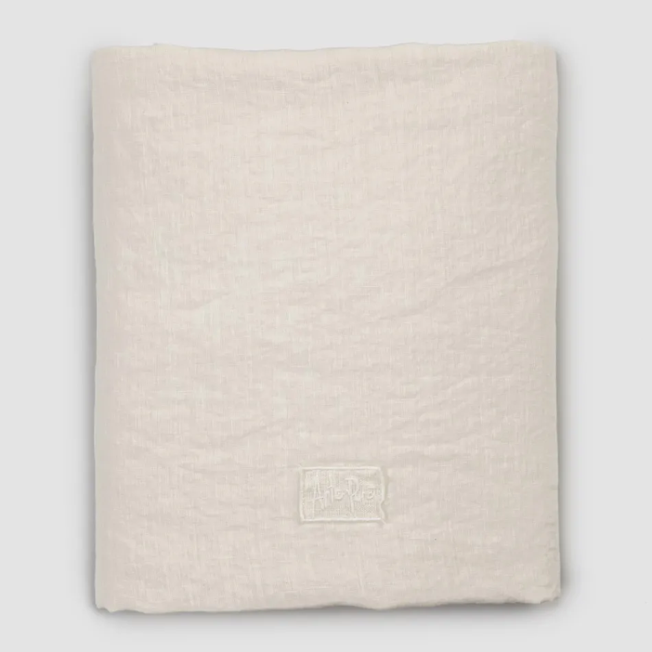 Sábanas bajeras dobles de lino negro, mantequilla o tiza vieja - Fiumano viadurini