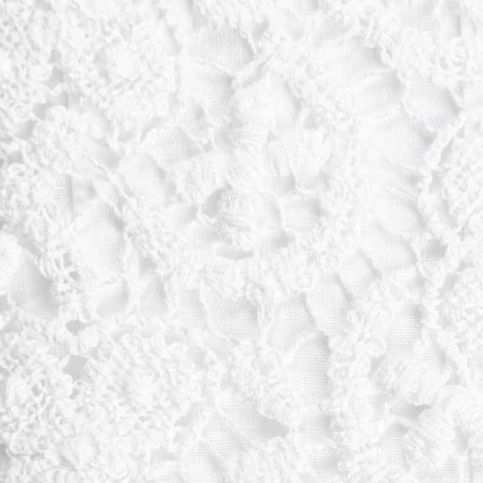 Sábana de lino blanco de alta calidad con encaje para cama doble - Fiumana viadurini