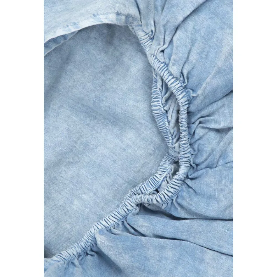 Sábana bajera doble, lino de colores de lujo Made in Italy - Fiumano viadurini