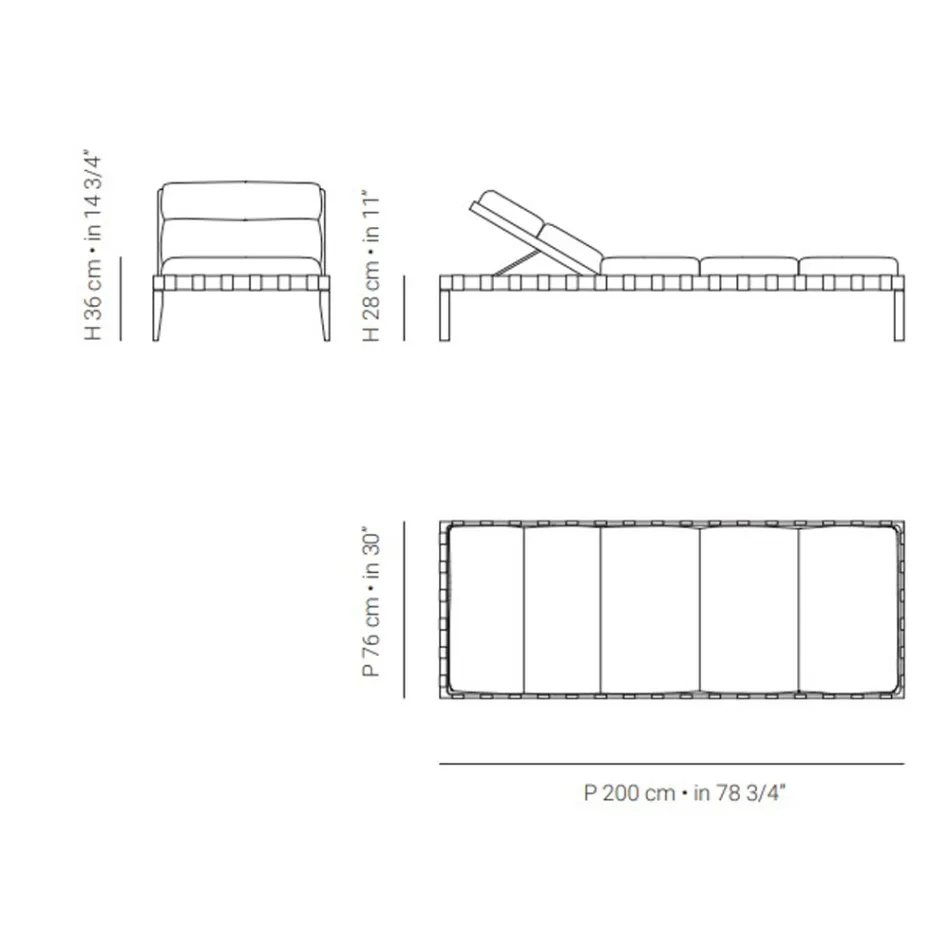 Tumbona de exterior con estructura de madera de teca fabricada en Italia - Briga viadurini