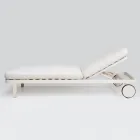 Tumbona de exterior de aluminio y tela con ruedas - Solaria viadurini
