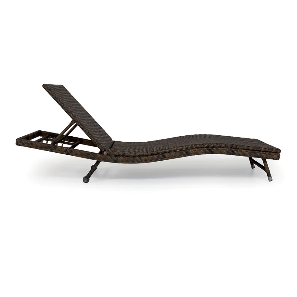 Tumbona exterior de polirratán con ruedas - Meredith viadurini