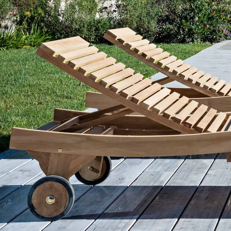 Tumbona de exterior en teca natural - Yggdrasil viadurini