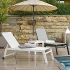 Tumbona de Exterior de Aluminio y Textilene con 2 Ruedas - Traje viadurini