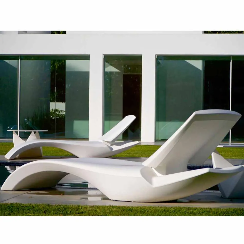 Tumbona de jardín Chaise Longue de diseño en plástico blanco - Zoe by Mayyour viadurini